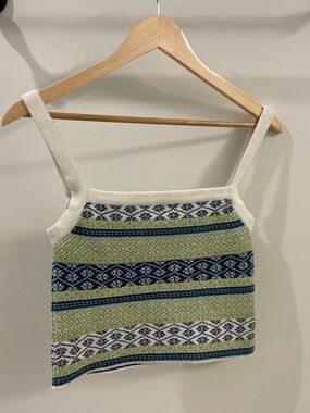 NWT Striped Knit Intimates Tank Top in White, Navy & Green